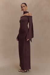 Heidi Strapless Knit Scarf Maxi Dress - Dark Chocolate